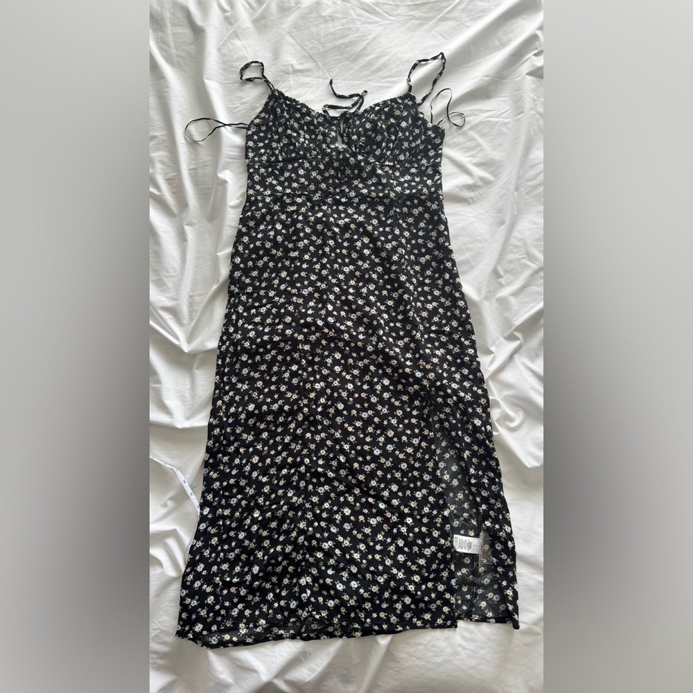 Aeropostale Black Floral Midi Dress | Size L